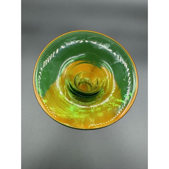 Blown Glass Tulip Flower Sculpture Candleholder Orange-Colored 7" Green Stem - Picture 5 of 8